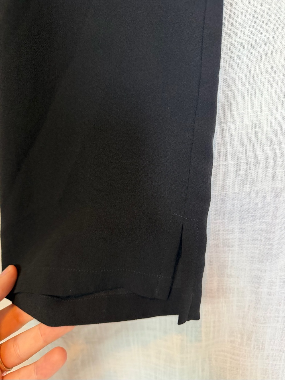 Eileen Fisher 100% silk Georgette Crepe Black Pants - Picture 6 of 6